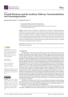 Growth Hormone and the Auditory Pathway: Neuromodulation and Neuroregeneration