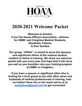 2020-2021 Welcome Packet