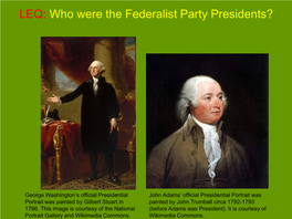 LEQ: Who Were the Federalist Party Presidents?