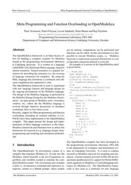 Meta Programming and Function Overloading in Openmodelica