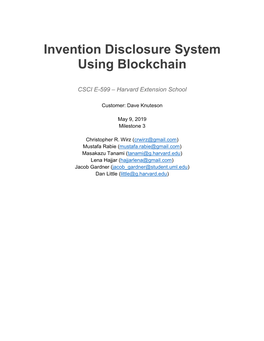 Invention Disclosure System Using Blockchain