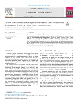 Calcium Sulfoaluminate Clinker Hydration.Pdf