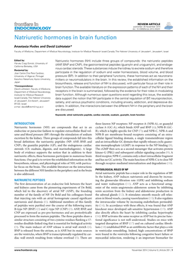 Natriuretic Hormones in Brain Function