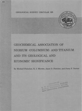 Geochemical Association of Niobium (Columbium) and Titanium and Its Geological and Economic Significance