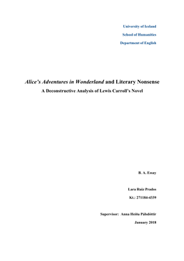 Alice's Adventures in Wonderland and Literary Nonsense