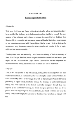 CHAPTER- III F Onnative Period of Gokhale