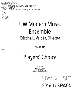 UW Modern Music Ensemble Players' Choice