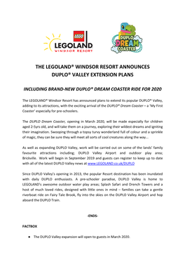 The Legoland® Windsor Resort Announces Duplo® Valley Extension Plans