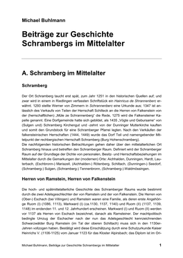 Beiträge Zur Geschichte Schrambergs Im Mittelalter