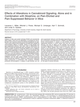 Effects of Alterations in Cannabinoid Signaling, Alone and in Combination with Morphine, on Pain-Elicited and Pain-Suppressed Behavior in Mice