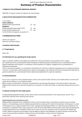 Summary of Product Characteristics