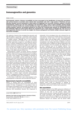 Immunogenetics and Genomics