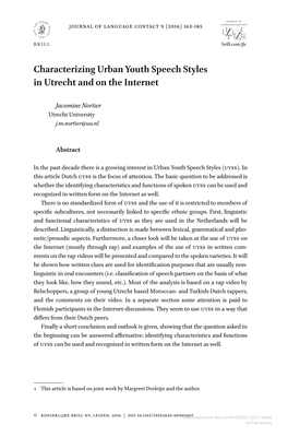 Characterizing Urban Youth Speech Styles in Utrecht and on the Internet