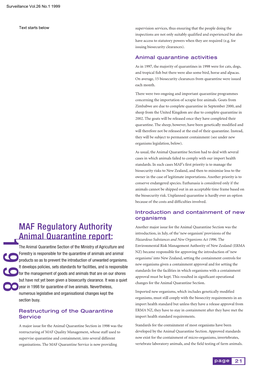 MAF Regulatory Authority Animal Quarantine Report