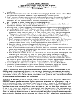 Effective Ministry to the Spiritually Rebellious Part XXX: God's Complaint at All the Oppressive Overseers (Ezekiel 22:23-31)