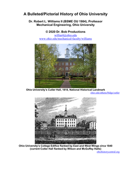 A Bulleted/Pictorial History of Ohio University