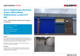 Unit 2, Walthamstow Business Centre, Clifford Road, Walthamstow, London E17 4SX