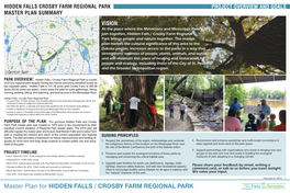 Master Plan for HIDDEN FALLS / CROSBY FARM REGIONAL PARK