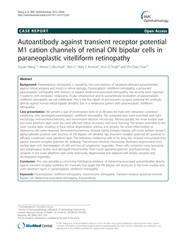 Autoantibody Against Transient Receptor Potential M1 Cation