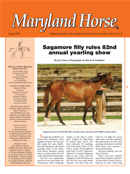 Sagamore Filly Rules 82Nd Annual Yearling Show