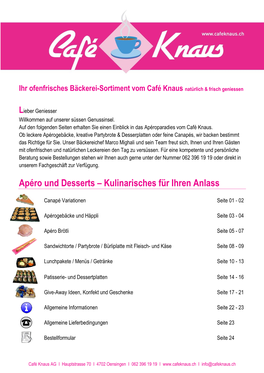 Apéro Und Desserts – Kulinarisches Für Ihren Anlass