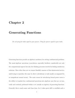 Chapter 2 Generating Functions