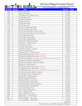 Order Form Bilingual Curriculum Material P.O