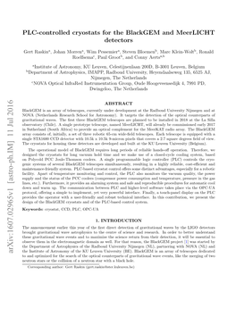 PLC-Controlled Cryostats for the Blackgem and Meerlicht Detectors