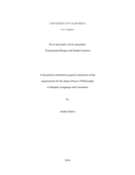 Transnational Borges and Sandra Cisneros a Dissertati