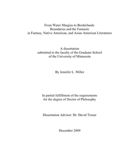 From Water Margins to Borderlands: Boundaries and the Fantastic in Fantasy, Native American, and Asian American Literatures