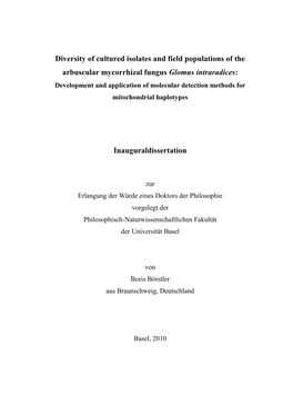 Diversity of Cultured Isolates and Field Populations of The