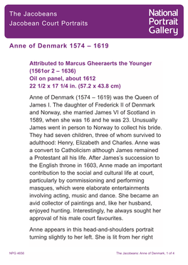 Anne of Denmark 1574 – 1619 the Jacobeans Jacobean Court Portraits