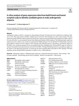 In Silico Analysis of Gene Expression Data from Bald Frontal and Haired Occipital Scalp to Identify Candidate Genes in Male Androgenetic Alopecia
