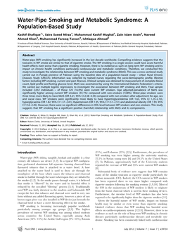 Water-Pipe Smoking and Metabolic Syndrome: a Population-Based Study