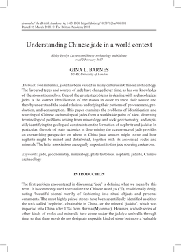 Understanding Chinese Jade in a World Context