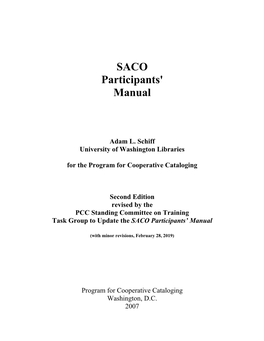 SACO Participants' Manual