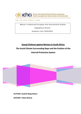 Sexual Violence Against Women in South Africa