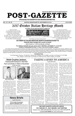 2017 October Italian Heritage Month Calendar of Events