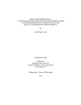 Simulating Springwells: a Complex Systems Approach Toward Understanding Late Prehistoric Social Interaction in the Great Lakes Region of North America