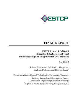 Final Report: Streamlined Archaeo-Geophysical Data