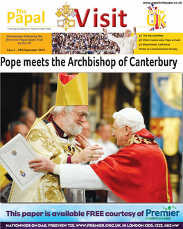 Pope Meets the Archbishop of Canterbury 2 the Papal Visit Mass at Westminster Cathedral
