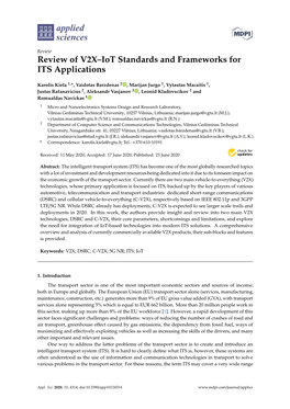 Review of V2X–Iot Standards and Frameworks for ITS Applications