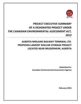 Project Executive Summary of a Designated Project Under the Canadian Environmental Assessment Act, 2012