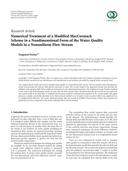 Numerical Treatment of a Modified Maccormack Scheme in a Nondimensional Form of the Water Quality Models in a Nonuniform Flow Stream