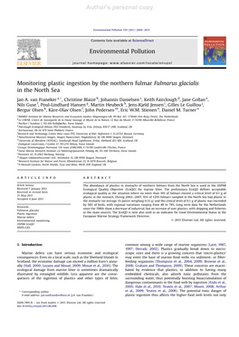 Monitoring Plastic Ingestion by the Northern Fulmar Fulmarus Glacialis in the North Sea