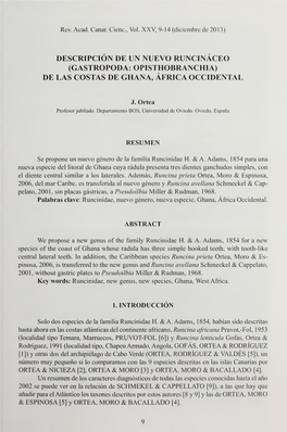 Descripción De Un Nuevo Runcináceo (Gastropoda: Ophistobranchia) De Las Costas De Ghana, África Occidental