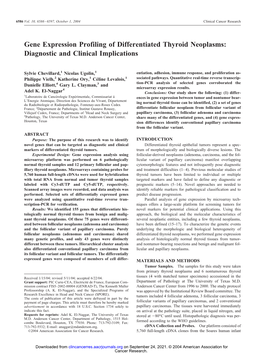 Gene Expression Profiling of Differentiated Thyroid Neoplasms: Diagnostic and Clinical Implications