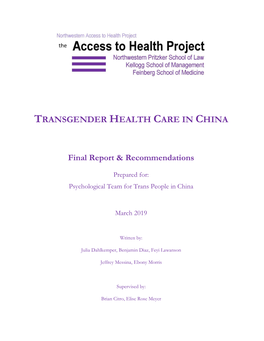 Transgender Health Care in China