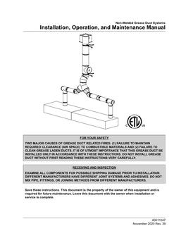 Installation, Operation, and Maintenance Manual