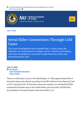 Serial Killer Connections Through Cold Cases | National Institute of Justice